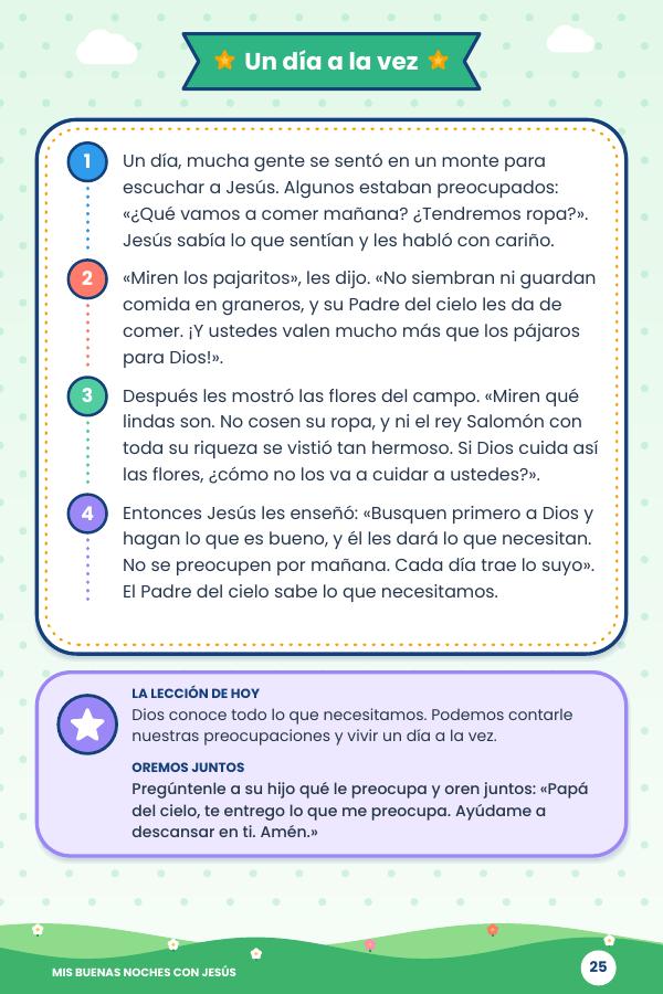 Ejemplo de historia bíblica con lección y oración